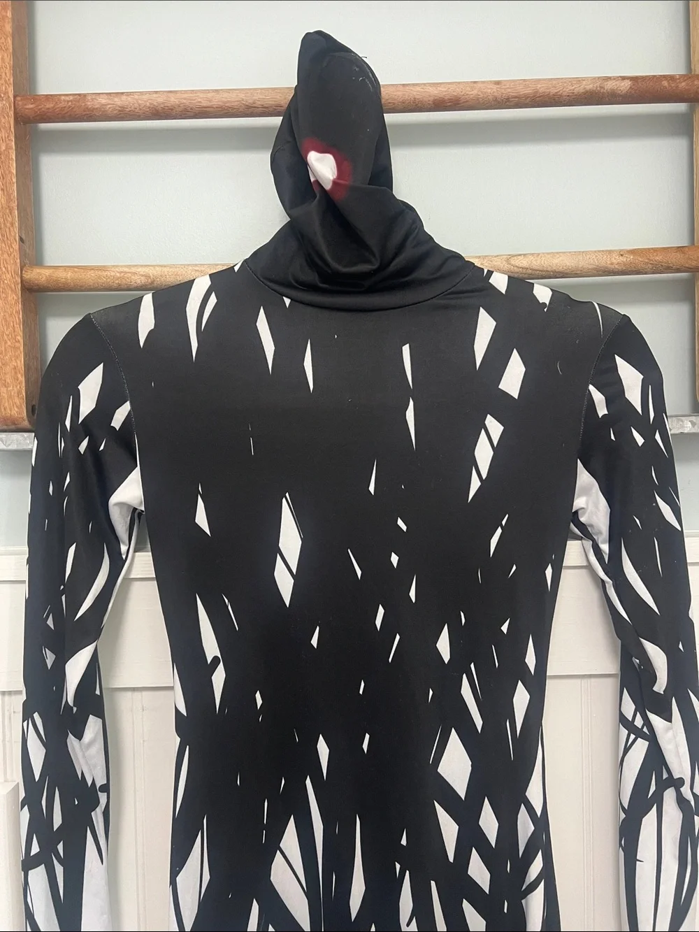Boys morphsuits Zalgo costume size, large, white, and black Halloween size large